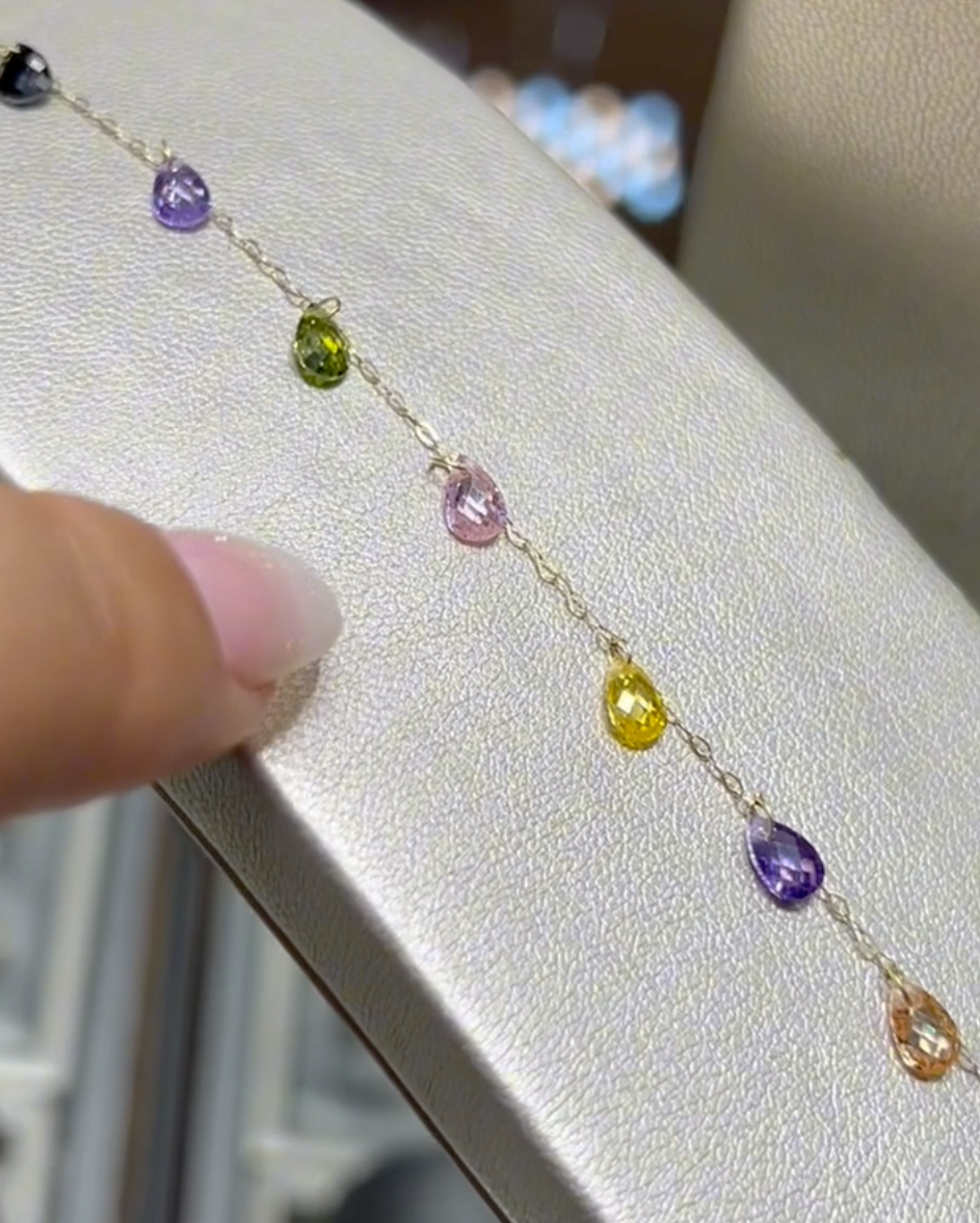 Ensemble ARC EN CIEL  en Or 18k ( Collier et gourmette )