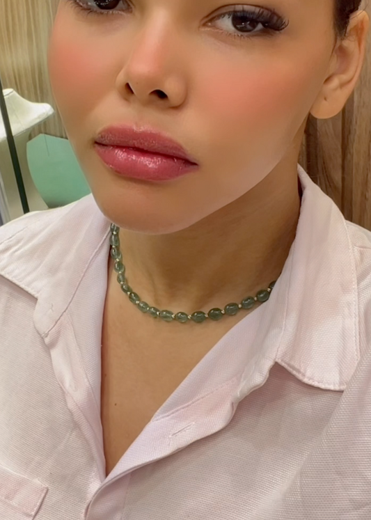 Collier en Or 18k et Pierre Aventurine Authentique